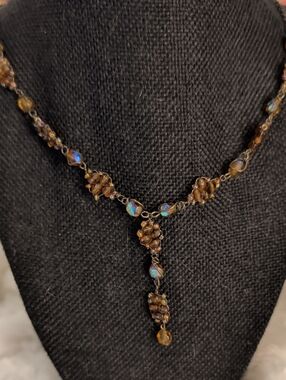 Handcrafted Brown Beaded Y-Drop Necklace